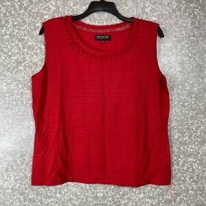 Jones New York Women's Plus Size Red Sleeveless Knit Top - Size 2X - Mesh Trim